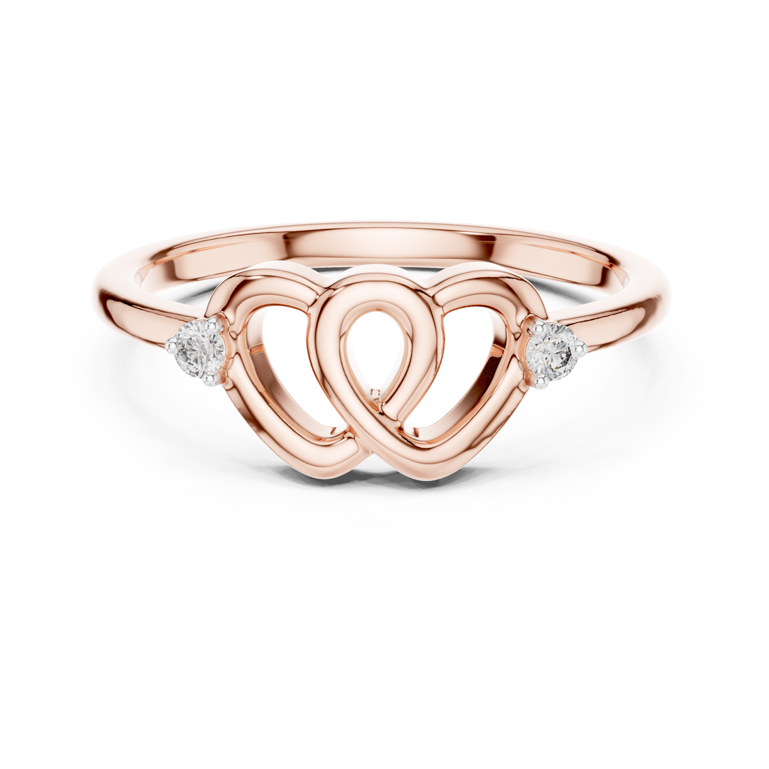 Round Diamond Intertwined Heart Twist Ring