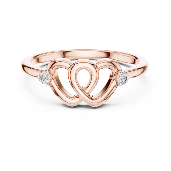 Round Diamond Intertwined Heart Twist Ring