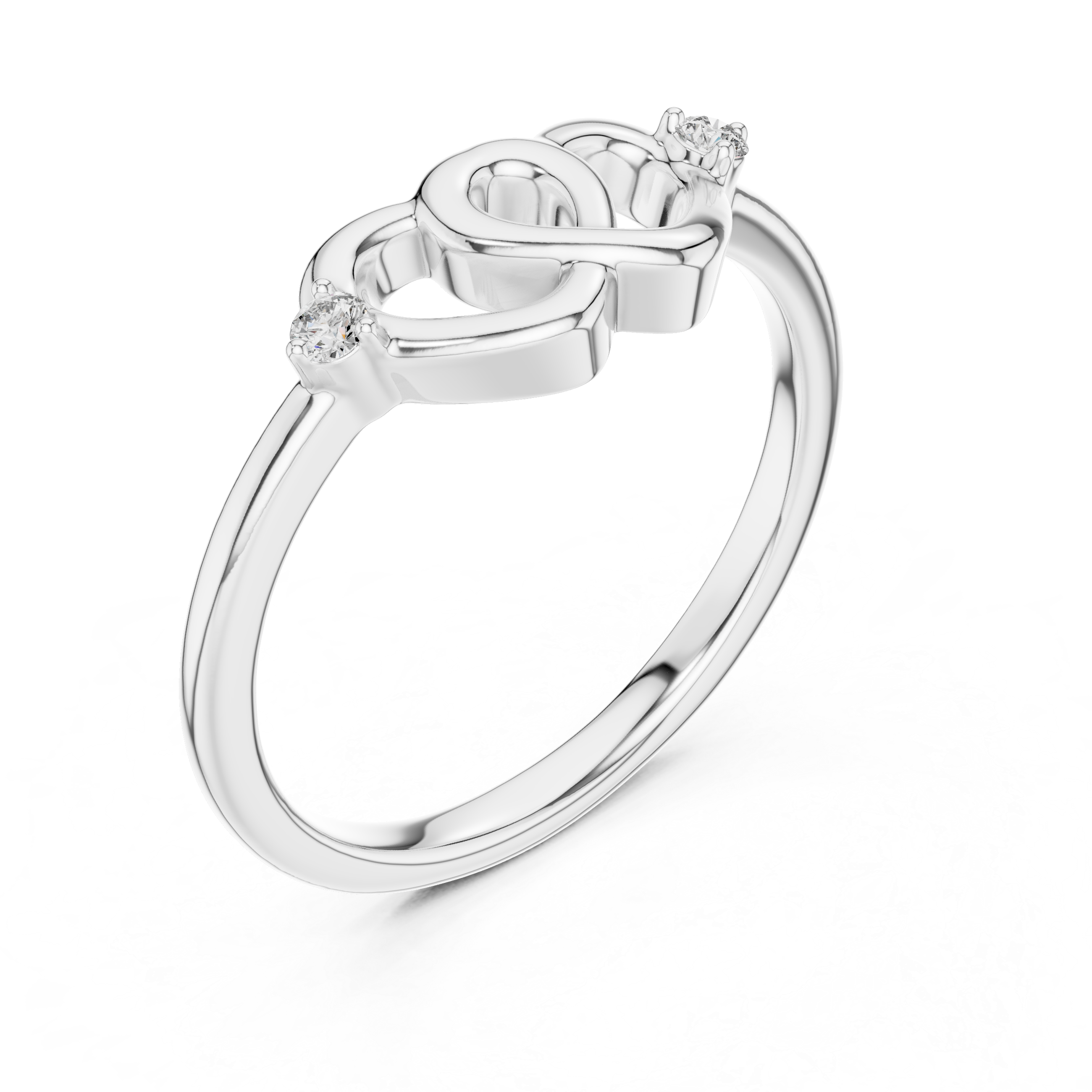 Round Diamond Intertwined Heart Twist Ring