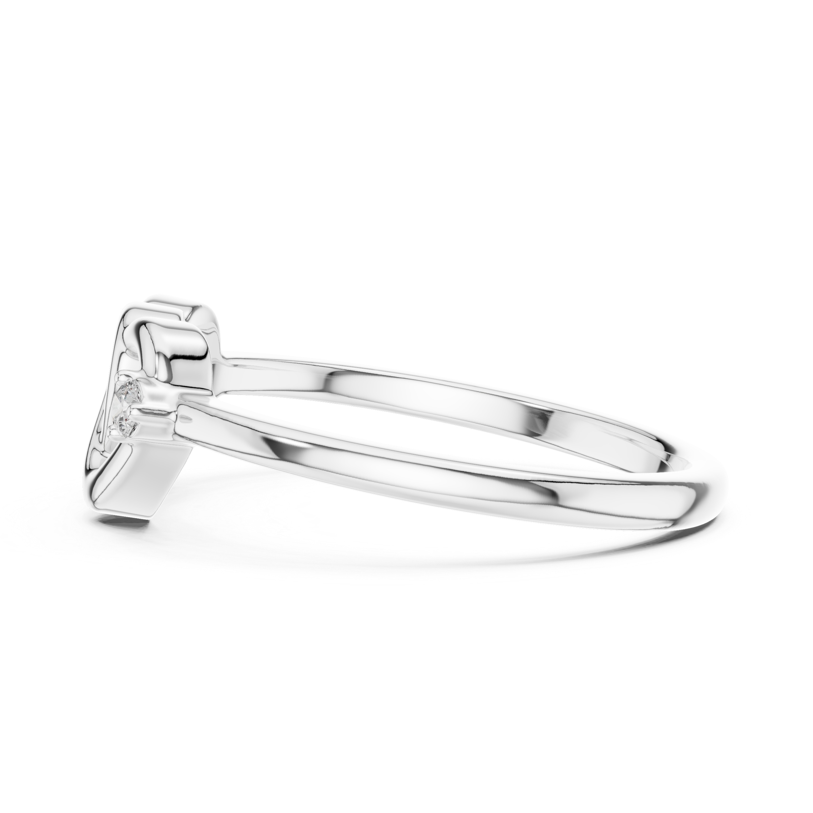 Round Diamond Intertwined Heart Twist Ring