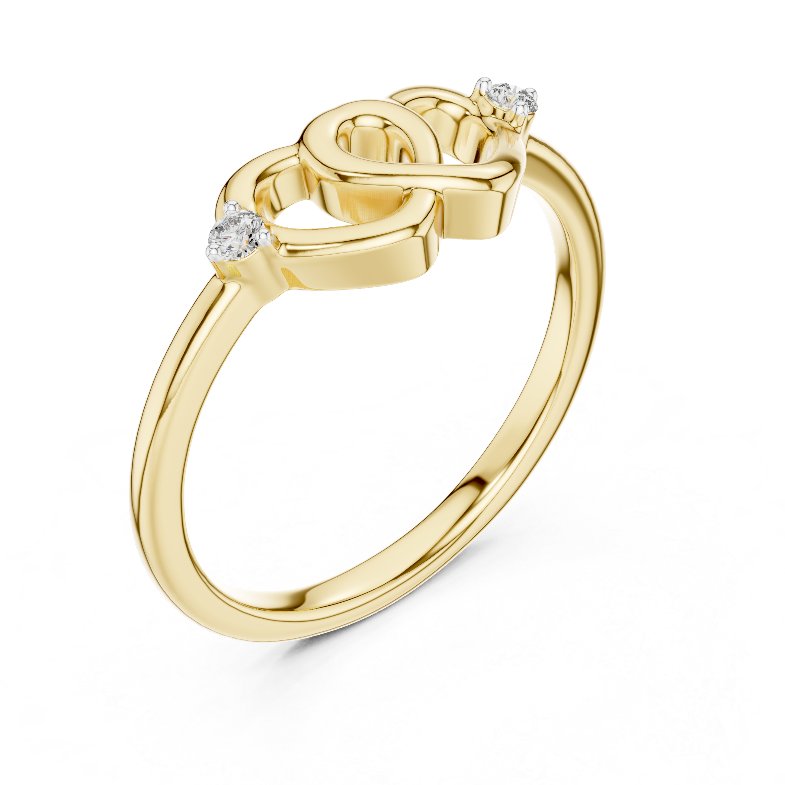 Round Diamond Intertwined Heart Twist Ring