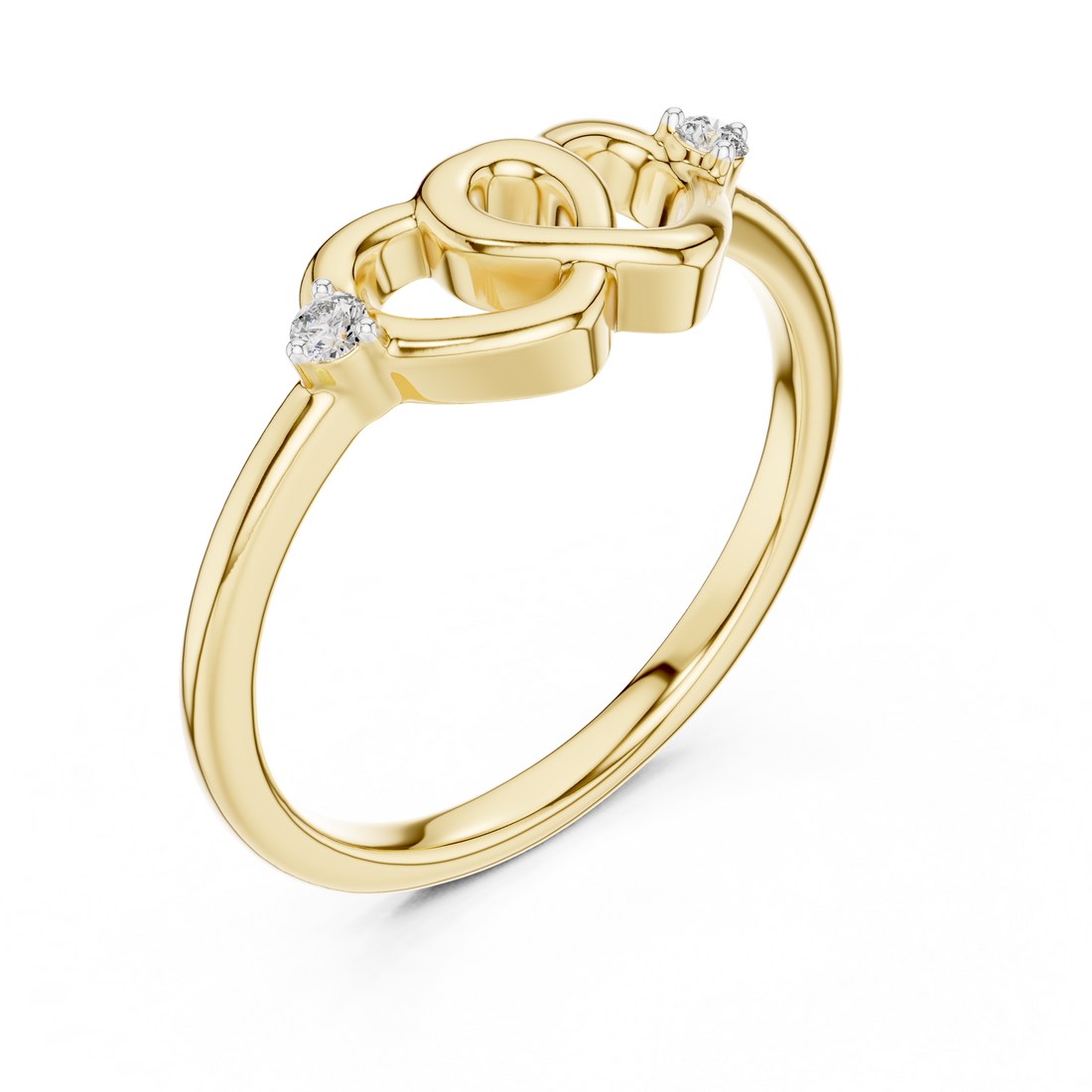 Round Diamond Intertwined Heart Twist Ring