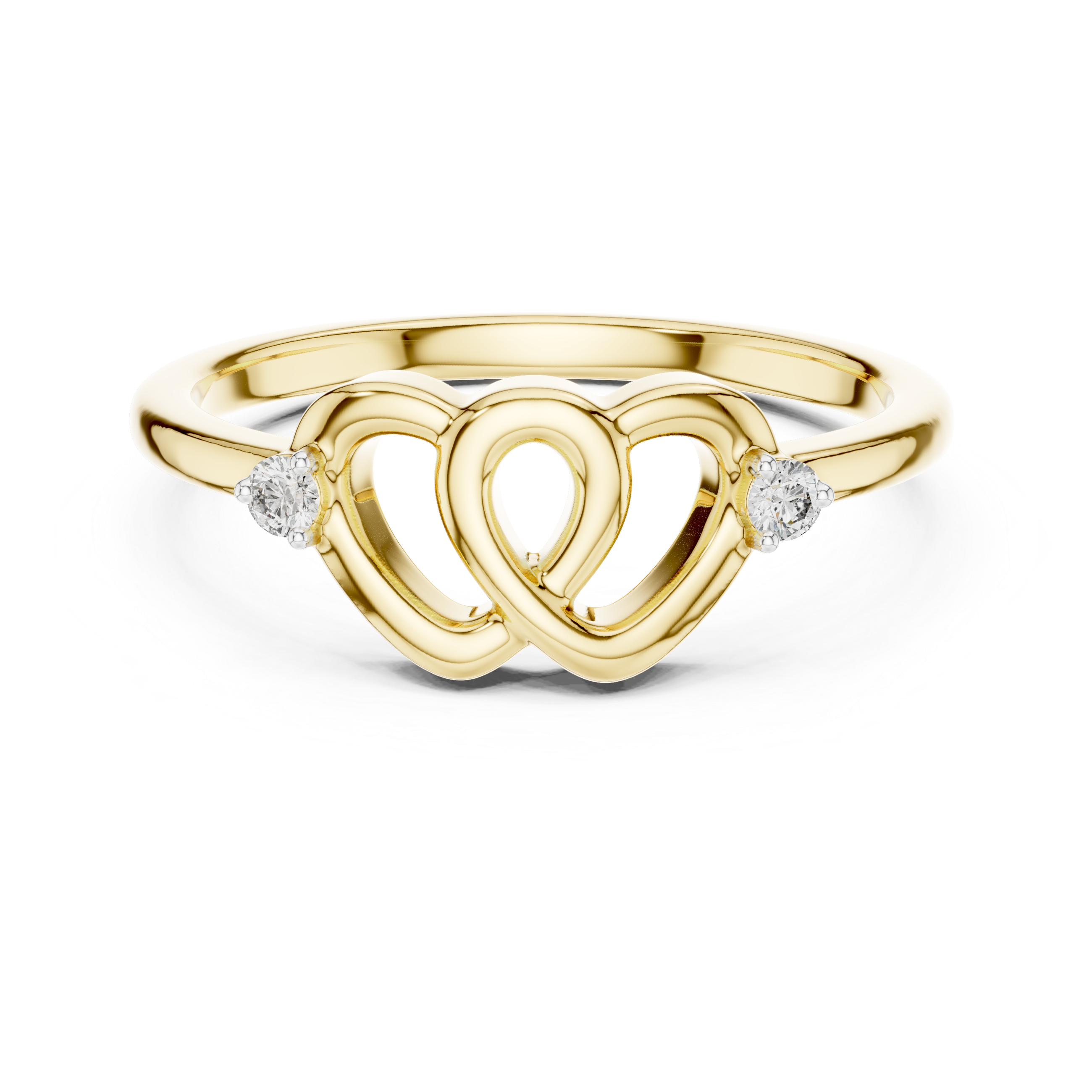 Round Diamond Intertwined Heart Twist Ring