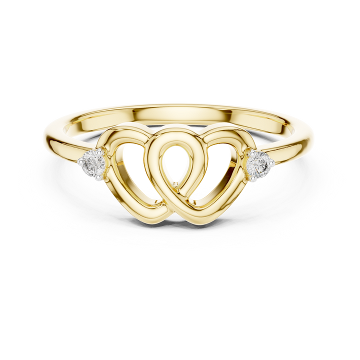 Round Diamond Intertwined Heart Twist Ring