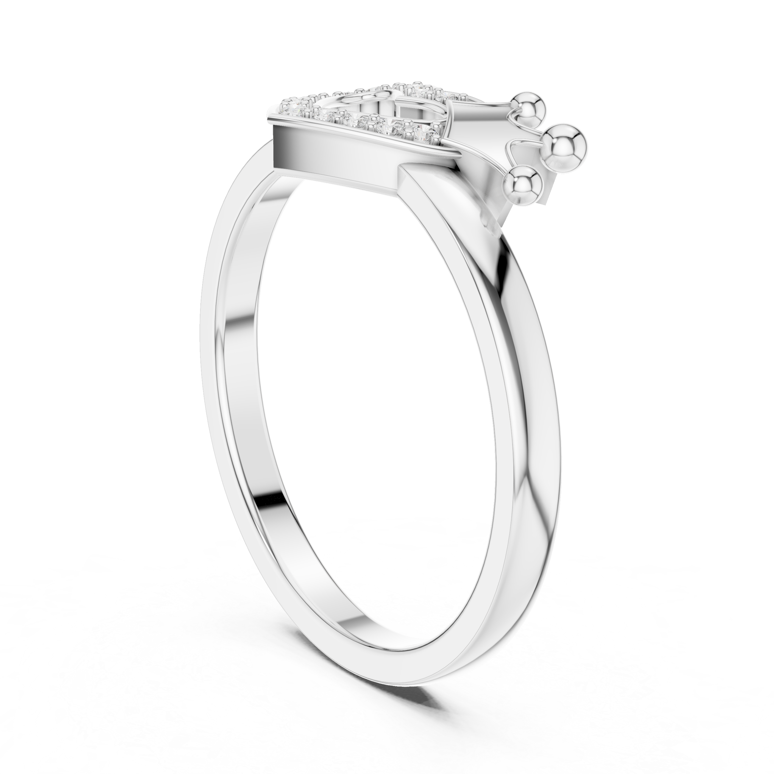 Round Diamond Heart Halo Crown Motif Ring