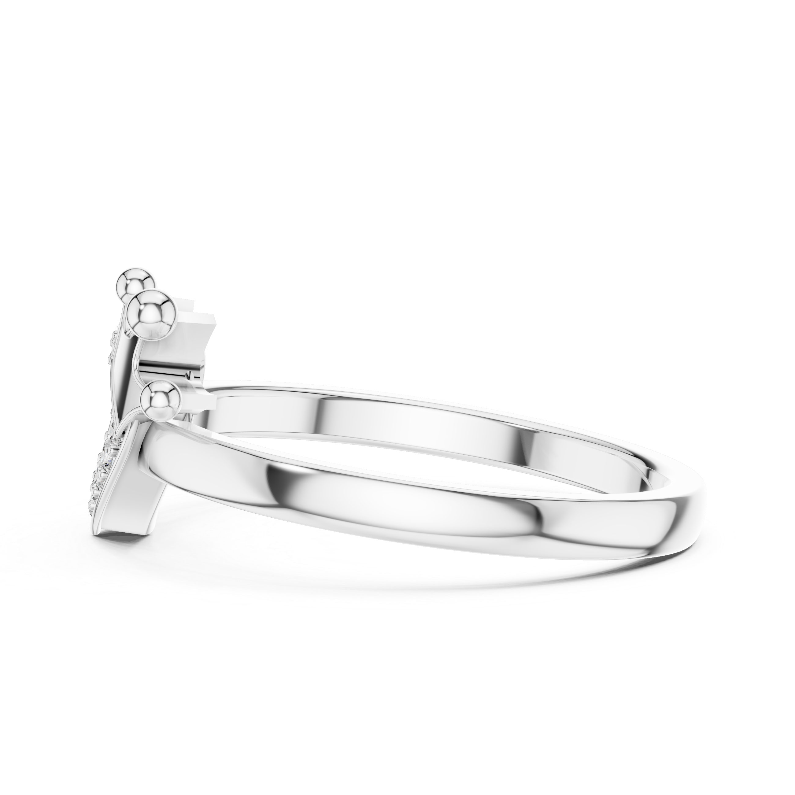 Round Diamond Heart Halo Crown Motif Ring