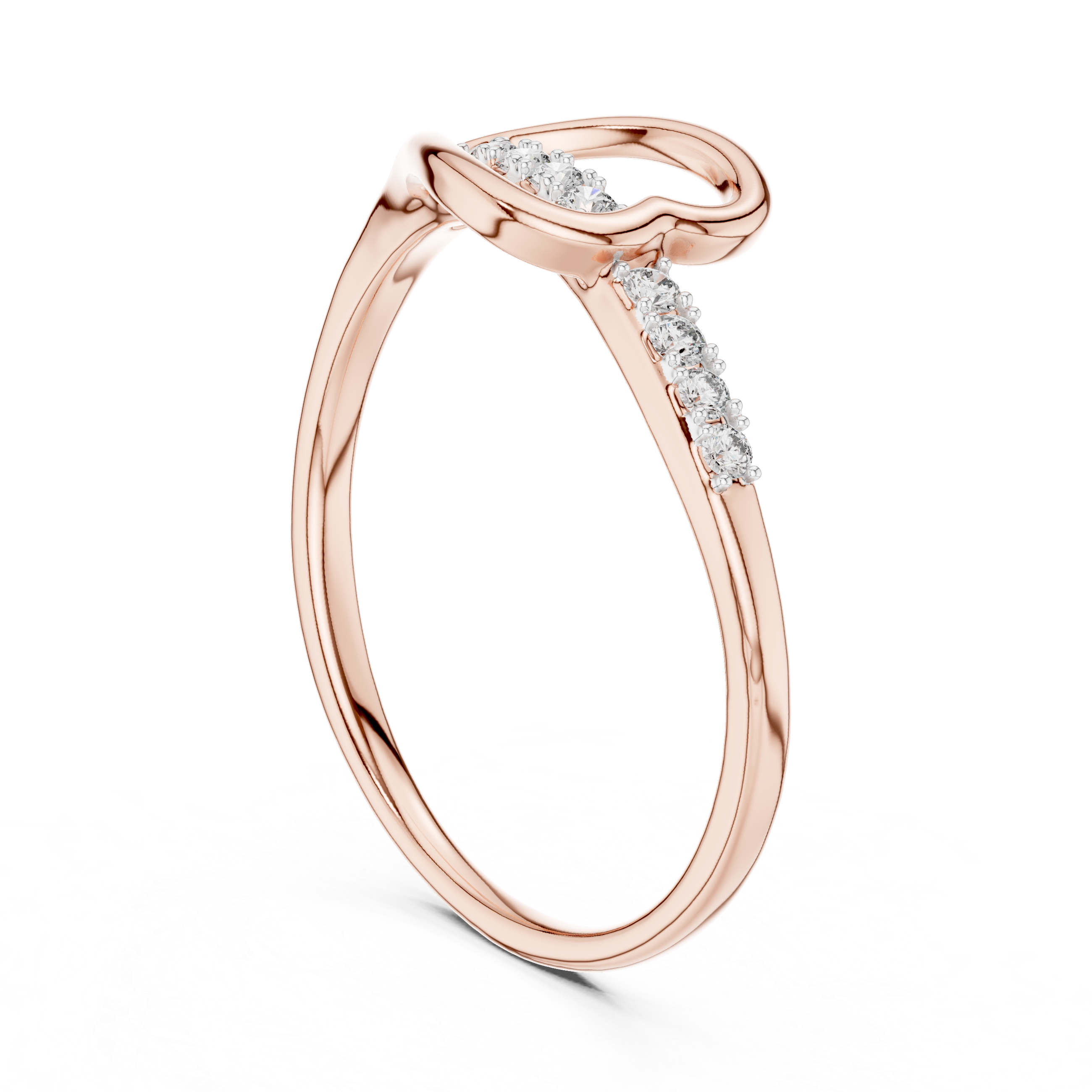 Round Cut Diamond Open Infinity Twist Band Ring