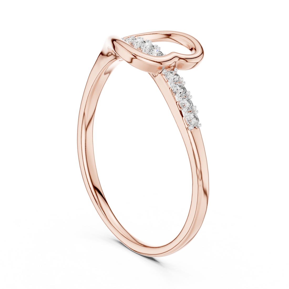Round Cut Diamond Open Infinity Twist Band Ring