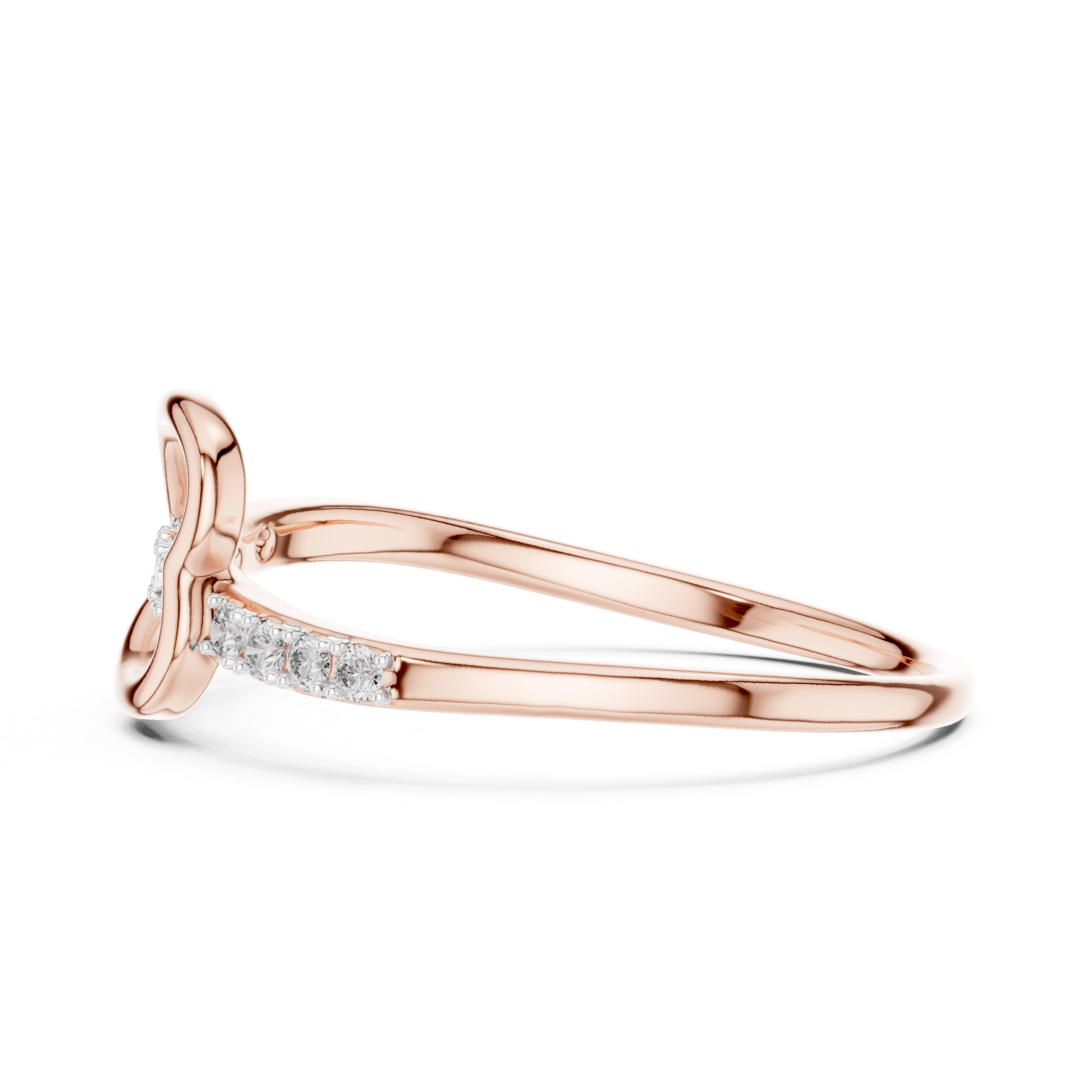 Round Cut Diamond Open Infinity Twist Band Ring