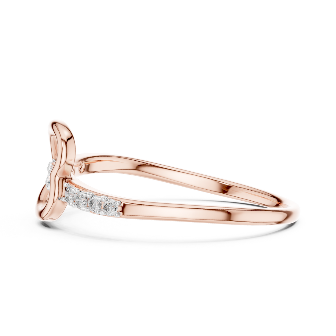 Round Cut Diamond Open Infinity Twist Band Ring