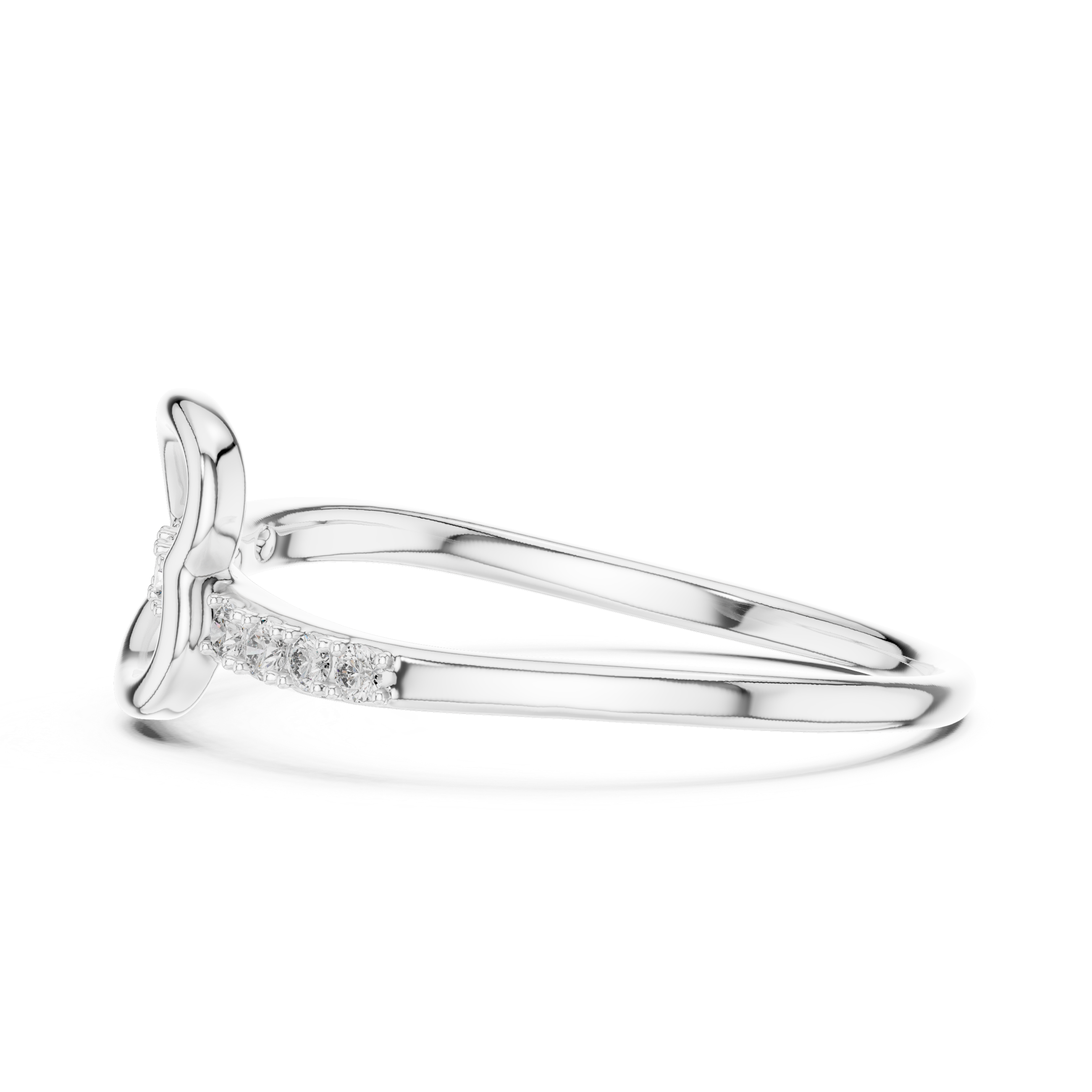 Round Cut Diamond Open Infinity Twist Band Ring