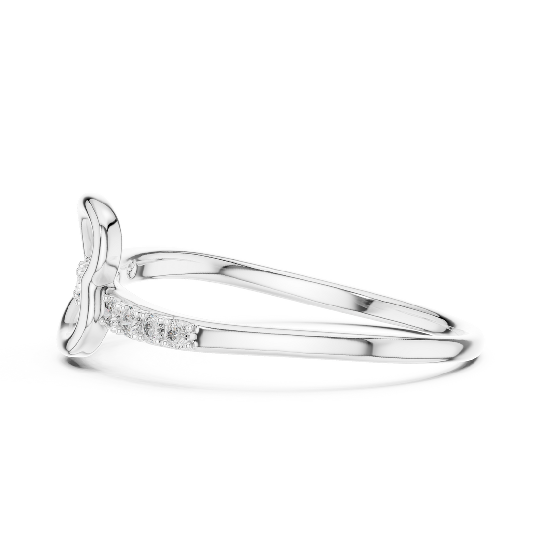 Round Cut Diamond Open Infinity Twist Band Ring