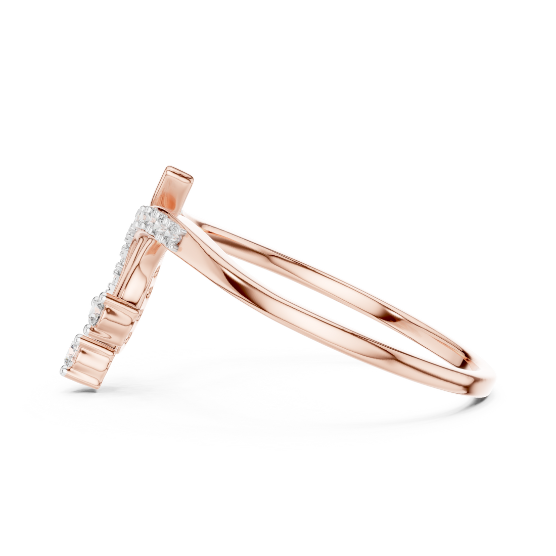 Round Cut Diamond Dual Drop Twist Bypass Ring