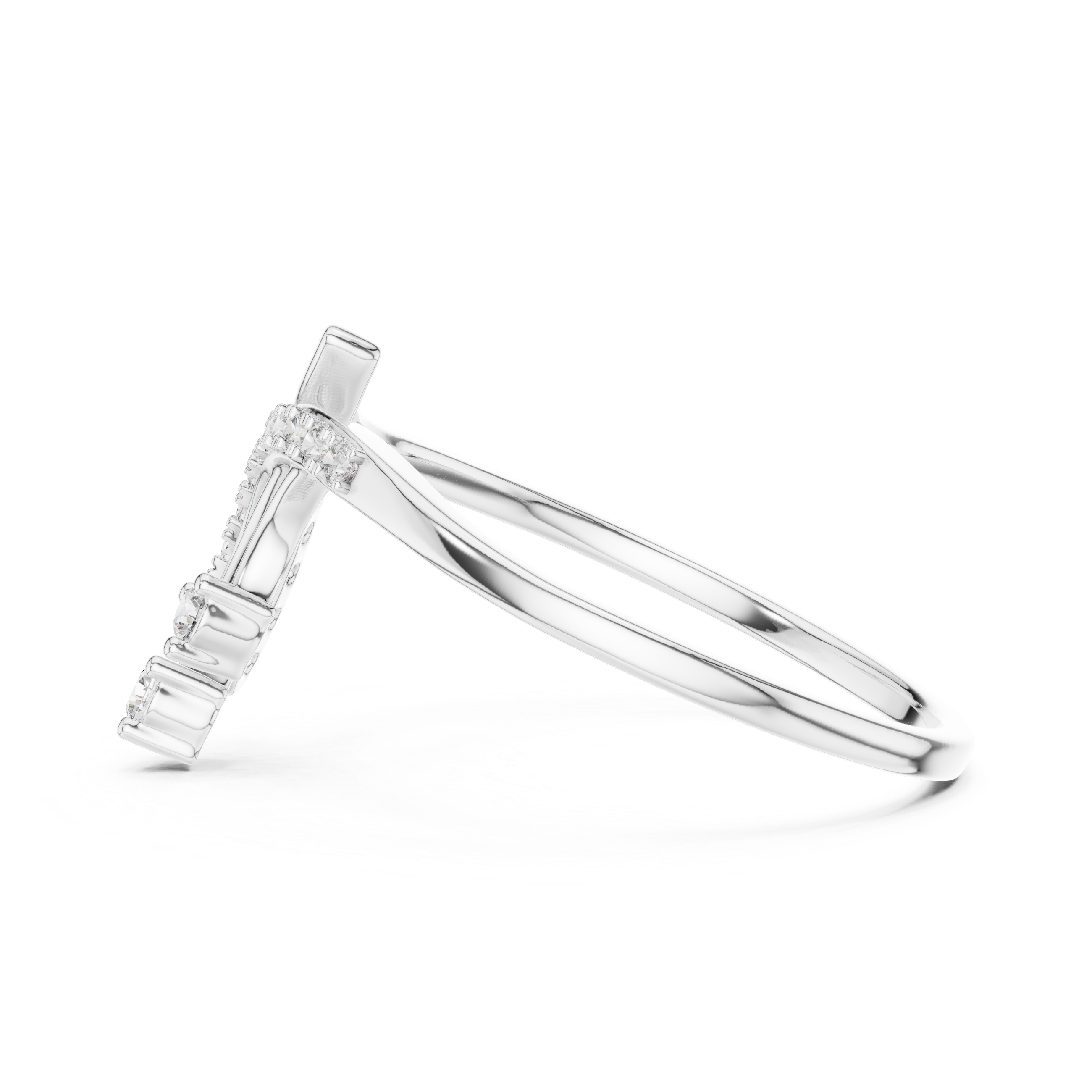 Round Cut Diamond Dual Drop Twist Bypass Ring