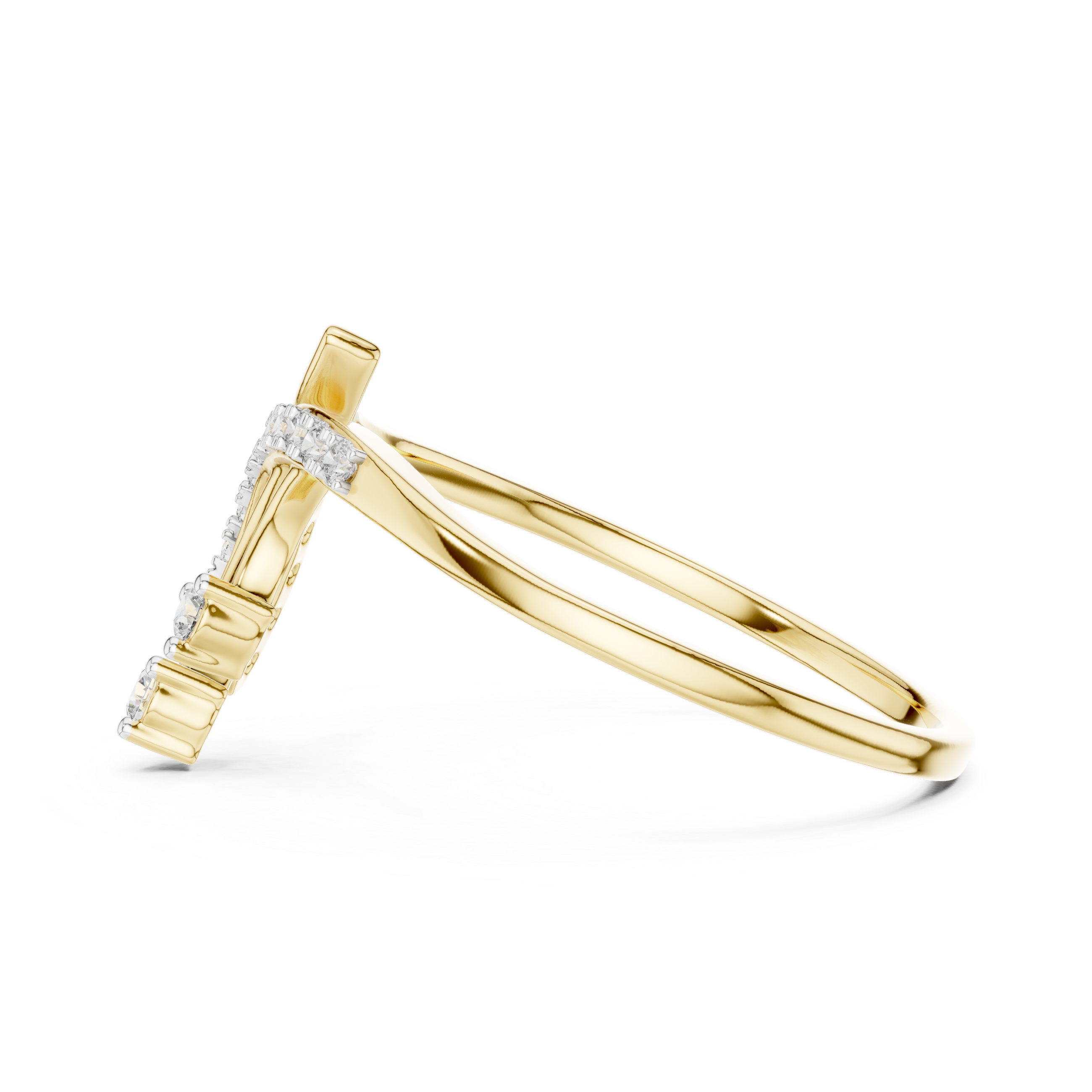 Round Cut Diamond Dual Drop Twist Bypass Ring