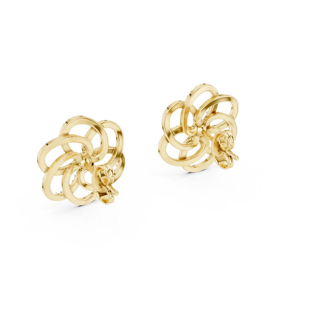Tiny diamond huggie earrings with polished finish.