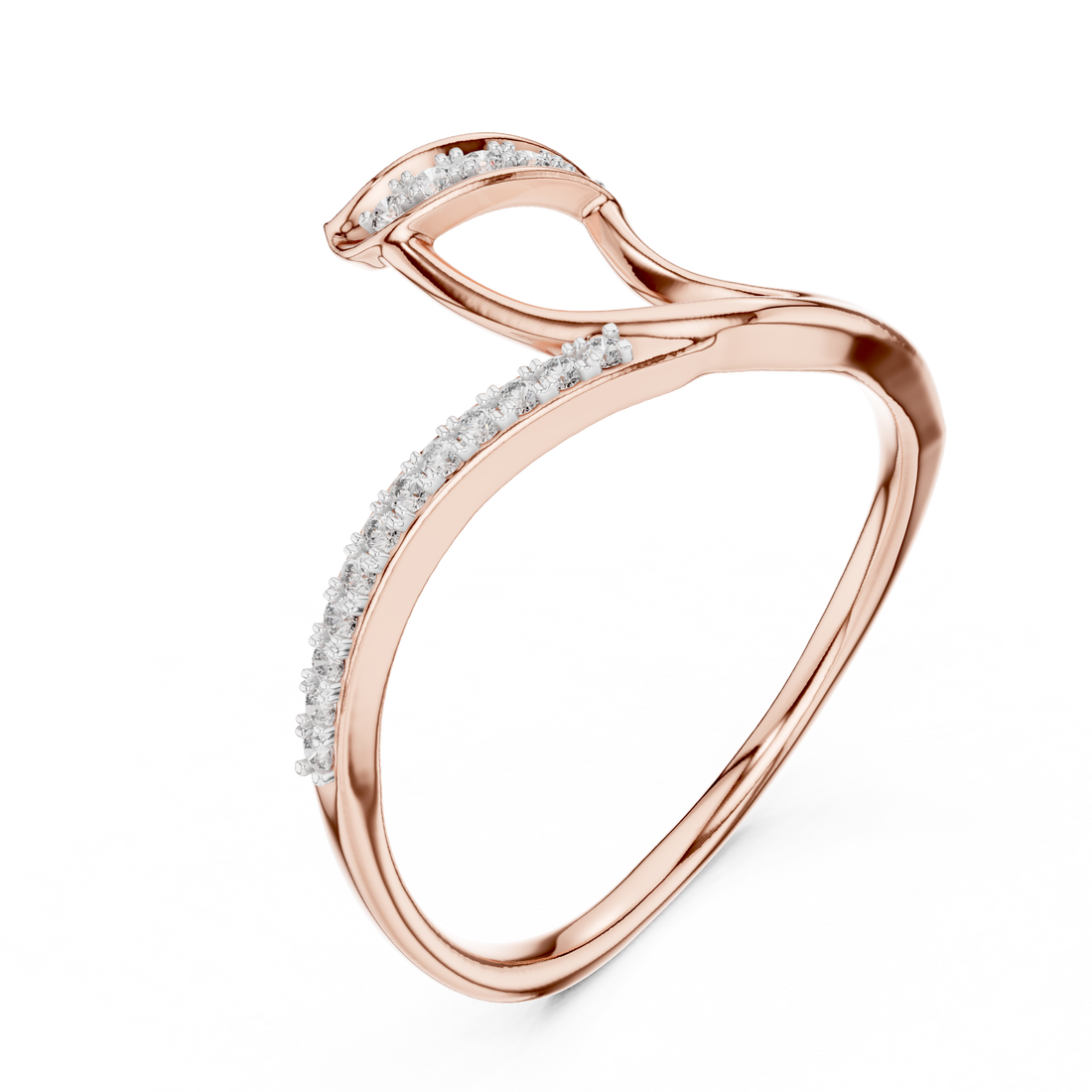 Round Cut Diamond Intertwined Twist Ring with Pavé Accents