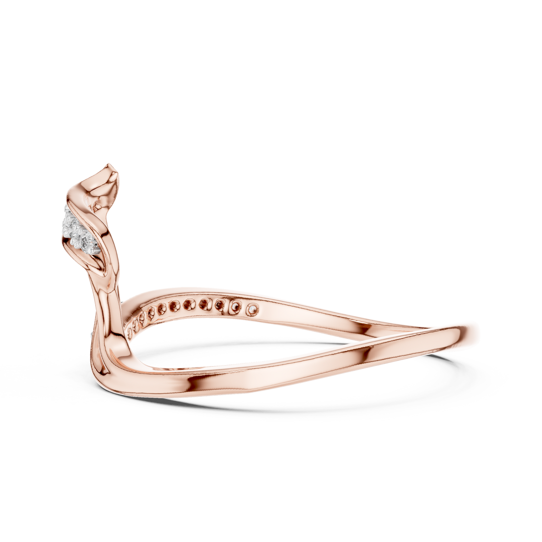 Round Cut Diamond Intertwined Twist Ring with Pavé Accents