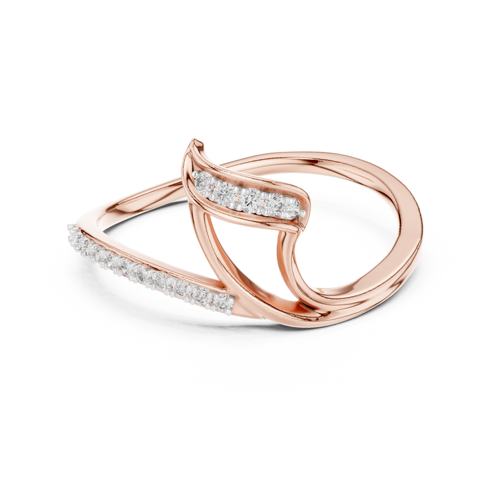 Round Cut Diamond Intertwined Twist Ring with Pavé Accents