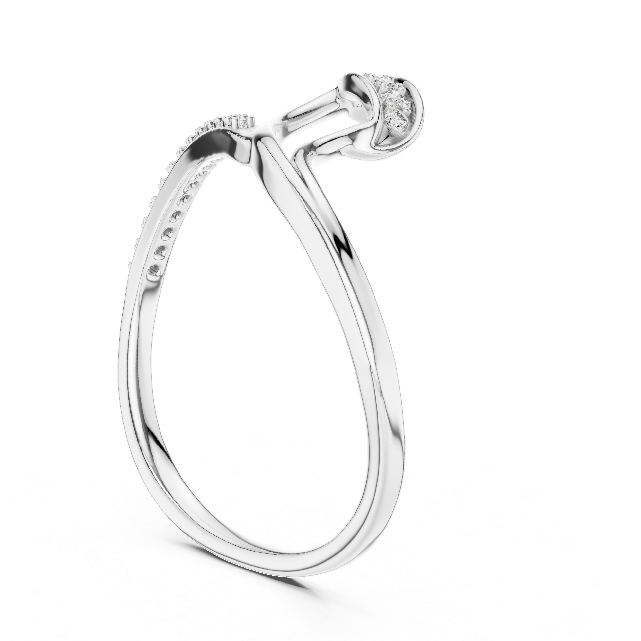 Round Cut Diamond Intertwined Twist Ring with Pavé Accents