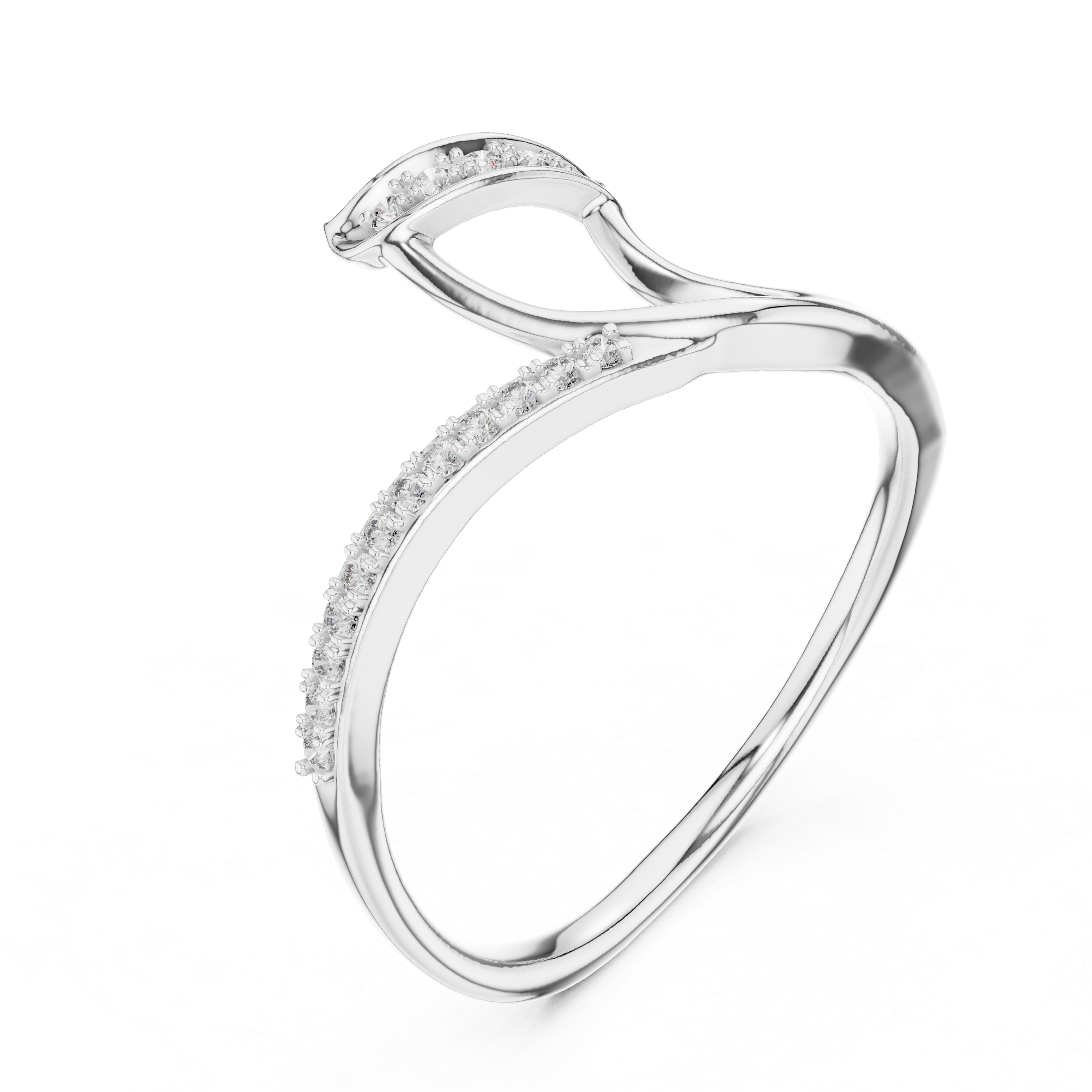 Round Cut Diamond Intertwined Twist Ring with Pavé Accents