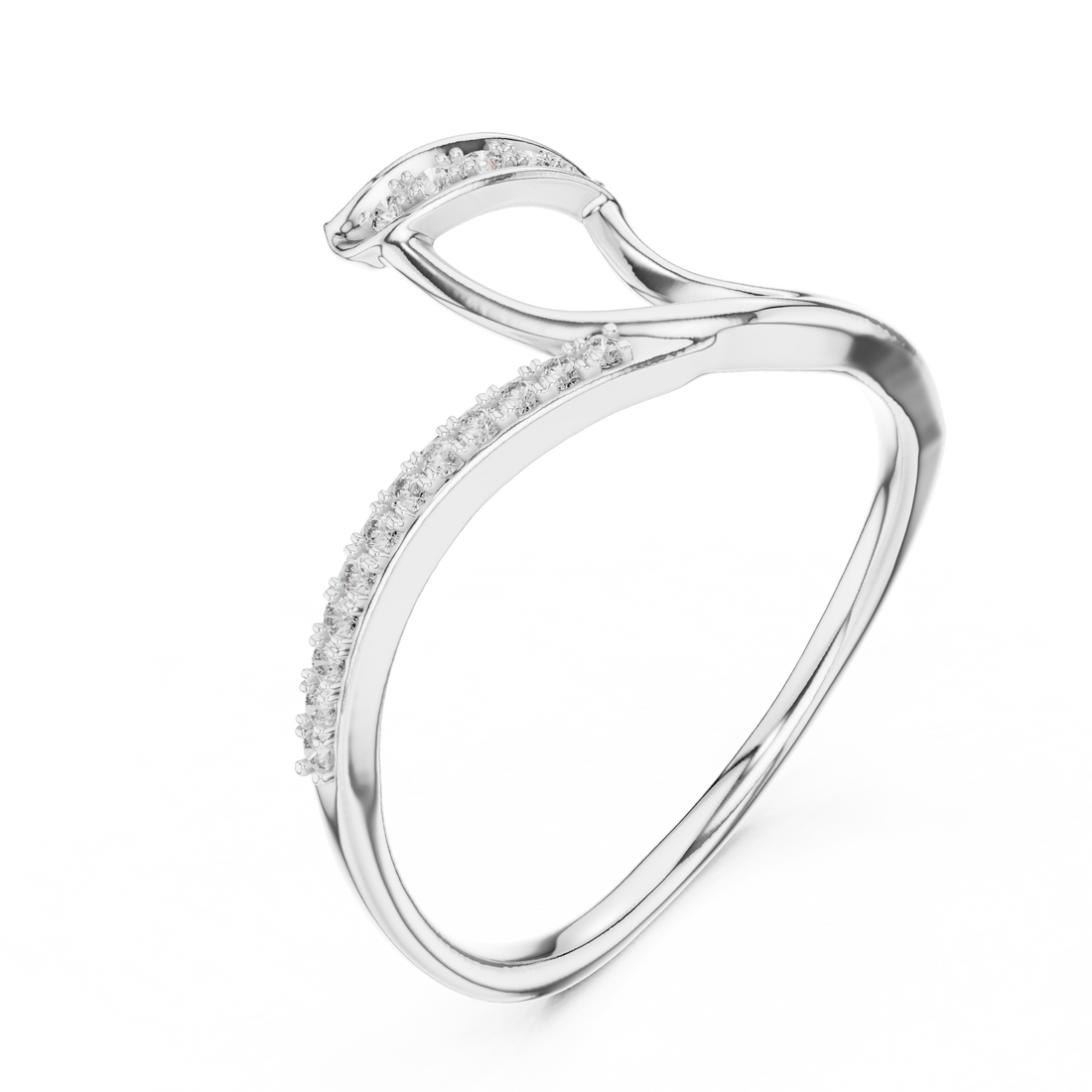 Round Cut Diamond Intertwined Twist Ring with Pavé Accents