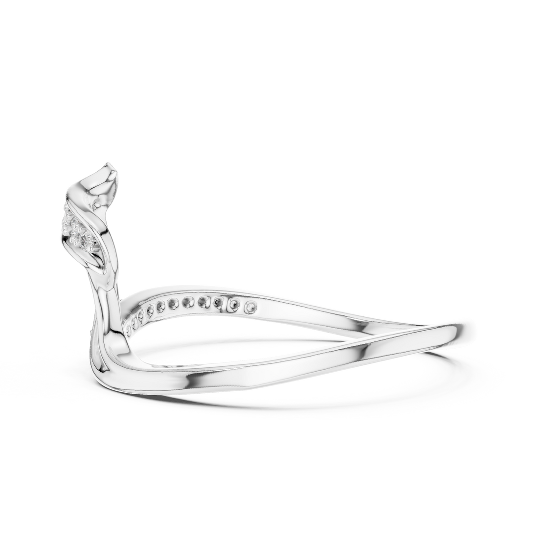 Round Cut Diamond Intertwined Twist Ring with Pavé Accents