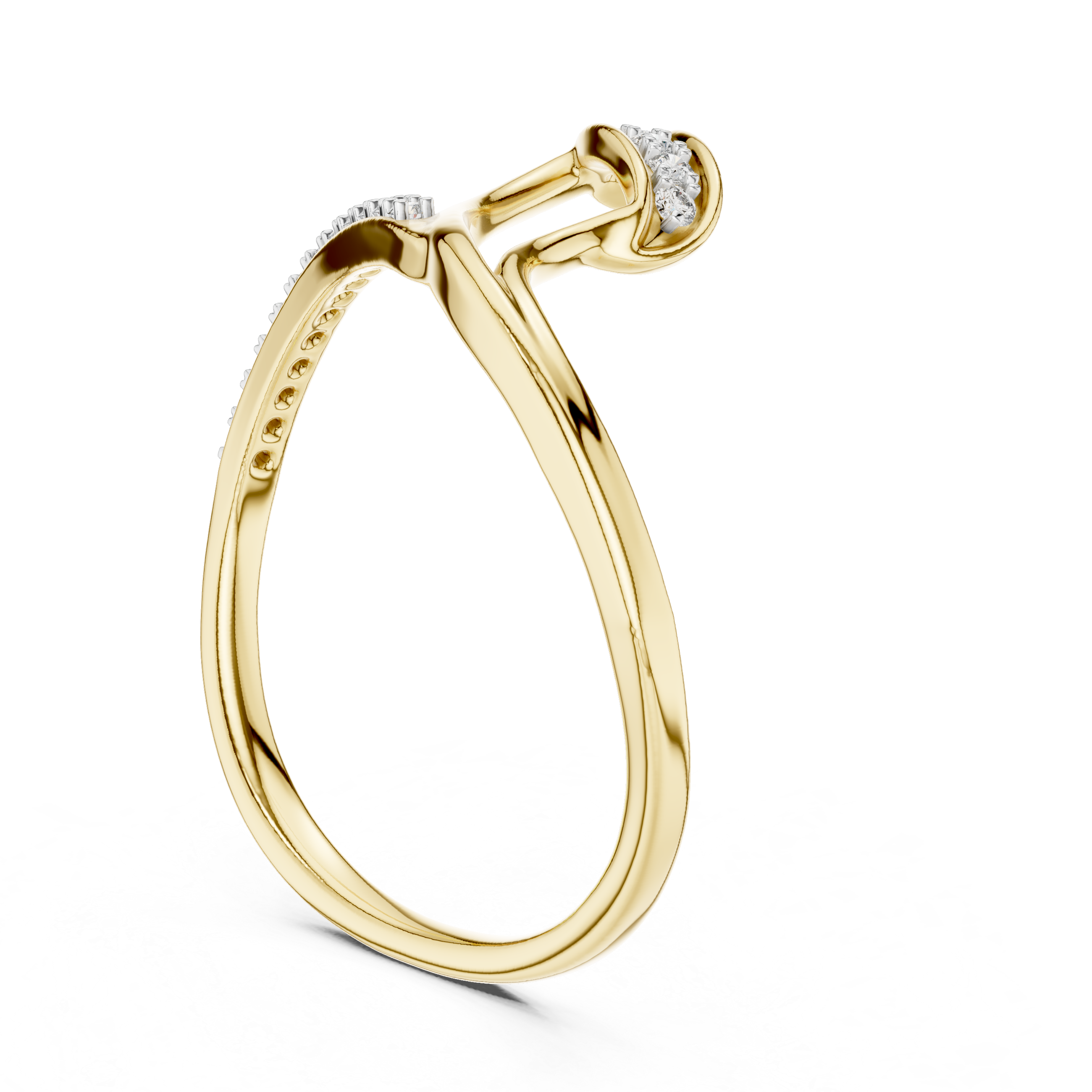 Round Cut Diamond Intertwined Twist Ring with Pavé Accents