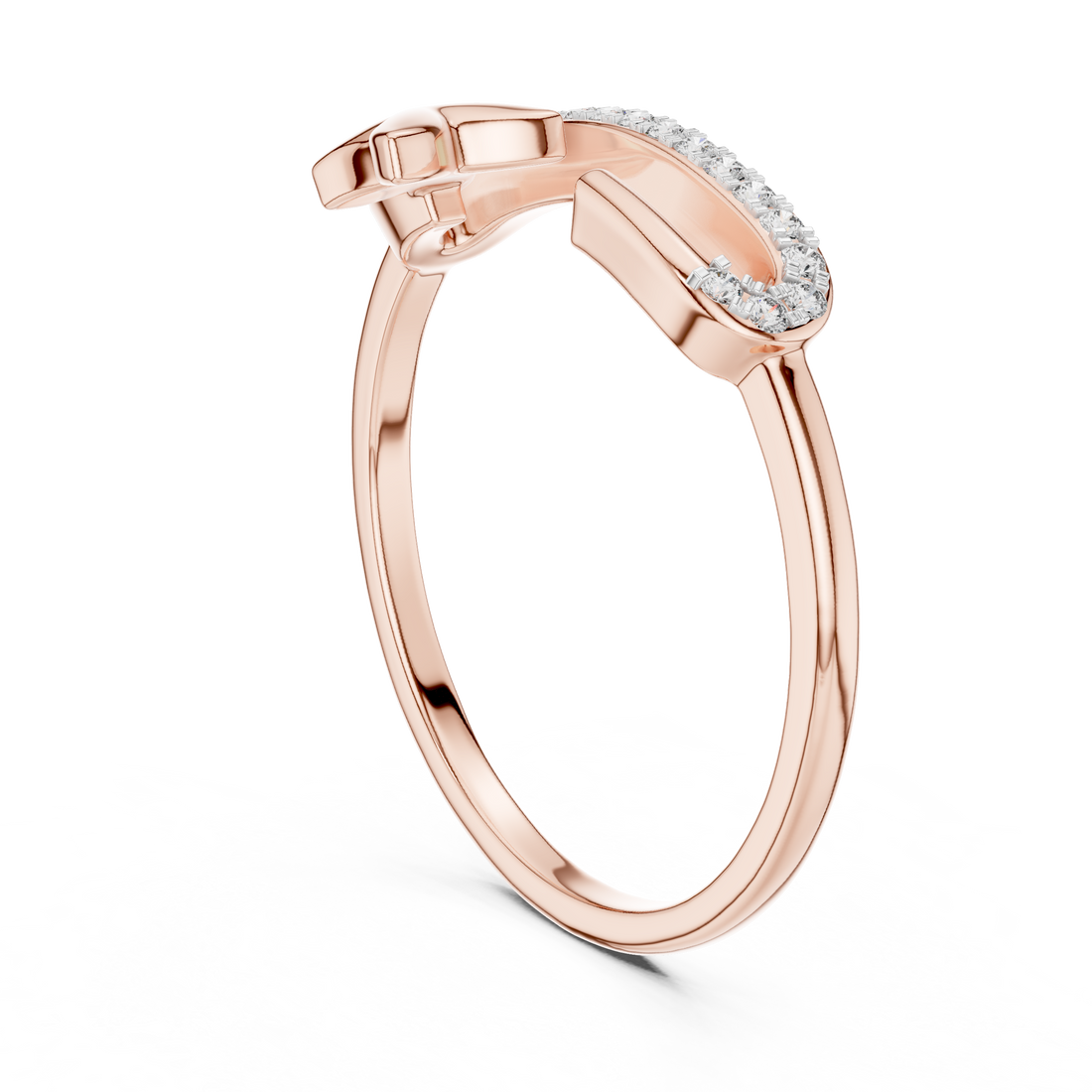 Round Cut Diamond Open Cuff Ring with Star Charm