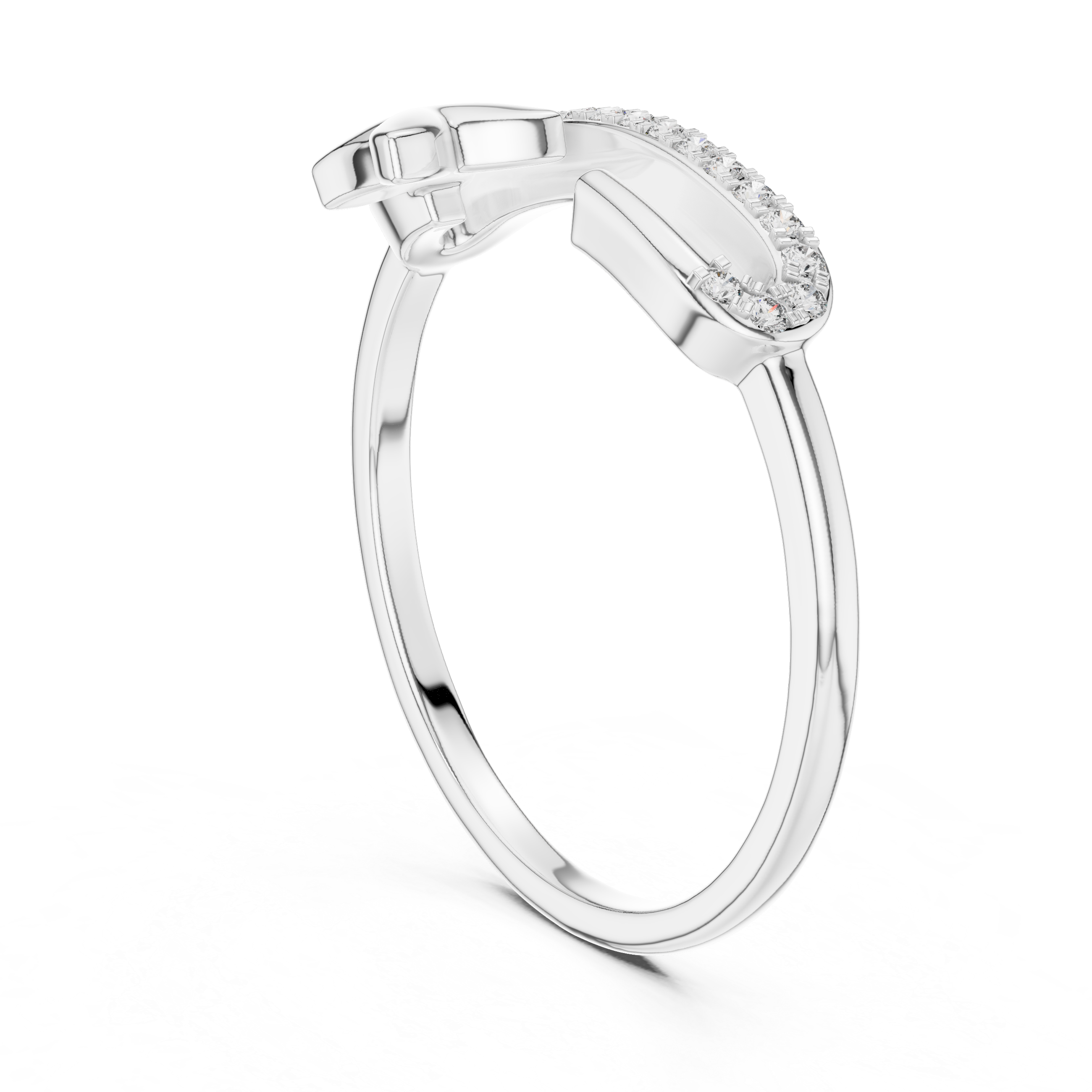 Round Cut Diamond Open Cuff Ring with Star Charm