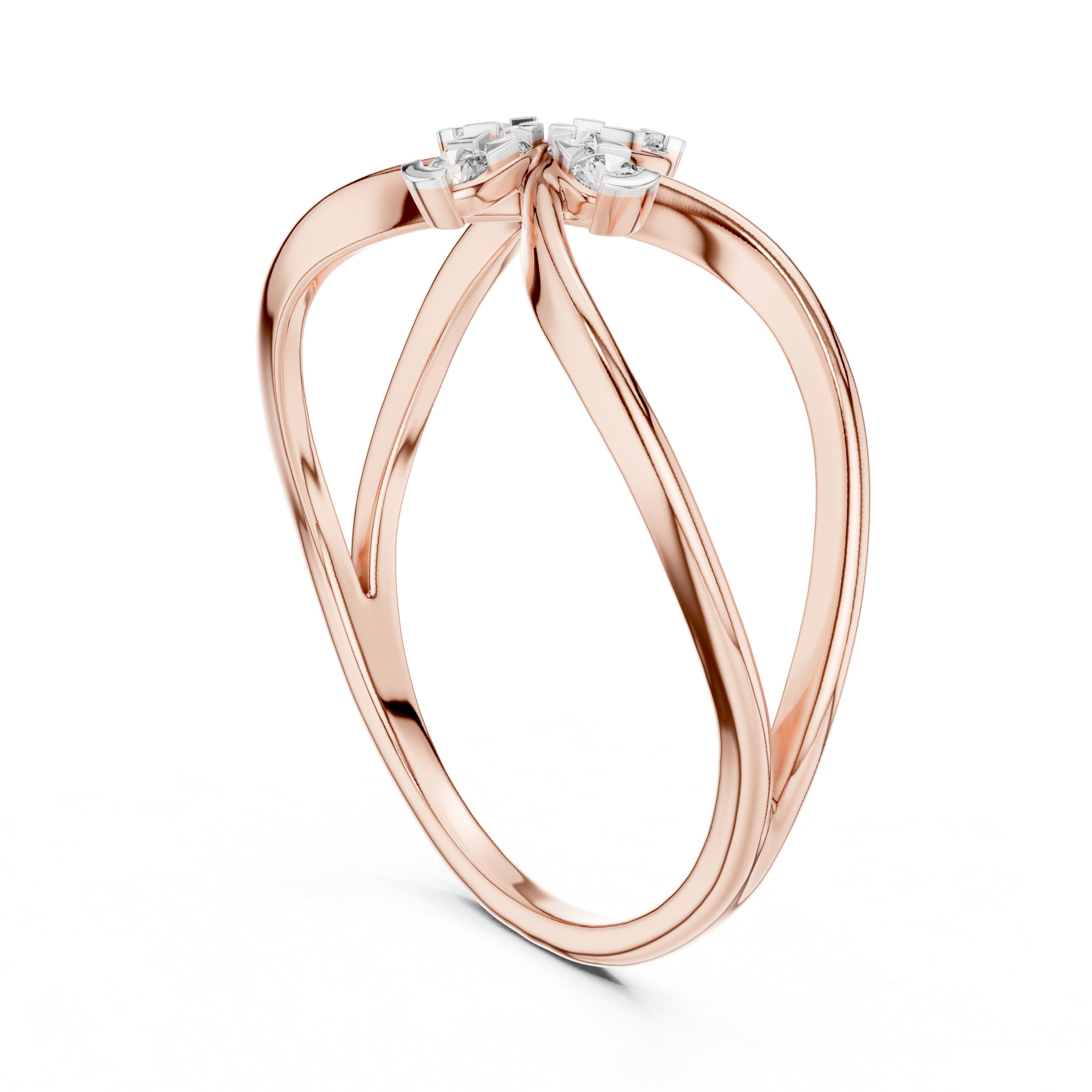 Round Cut Diamond Infinity Cross Motif Ring