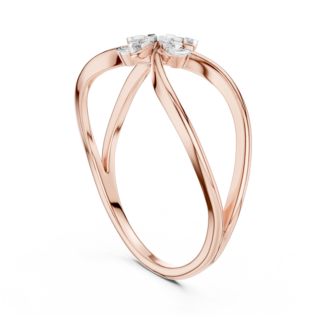 Round Cut Diamond Infinity Cross Motif Ring