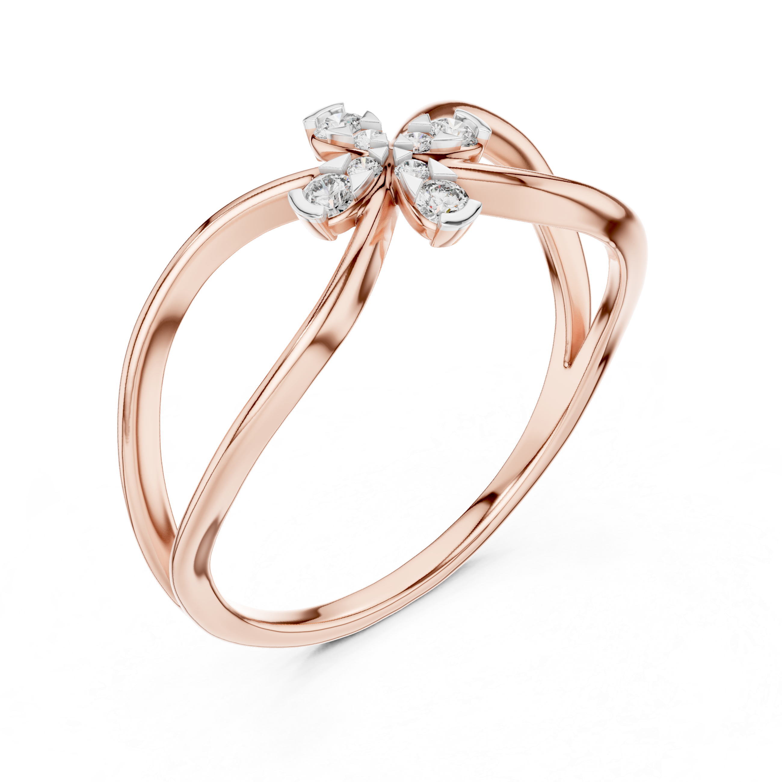 Round Cut Diamond Infinity Cross Motif Ring