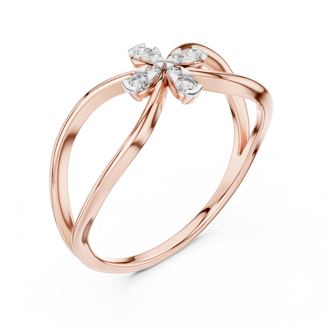 Round Cut Diamond Infinity Cross Motif Ring