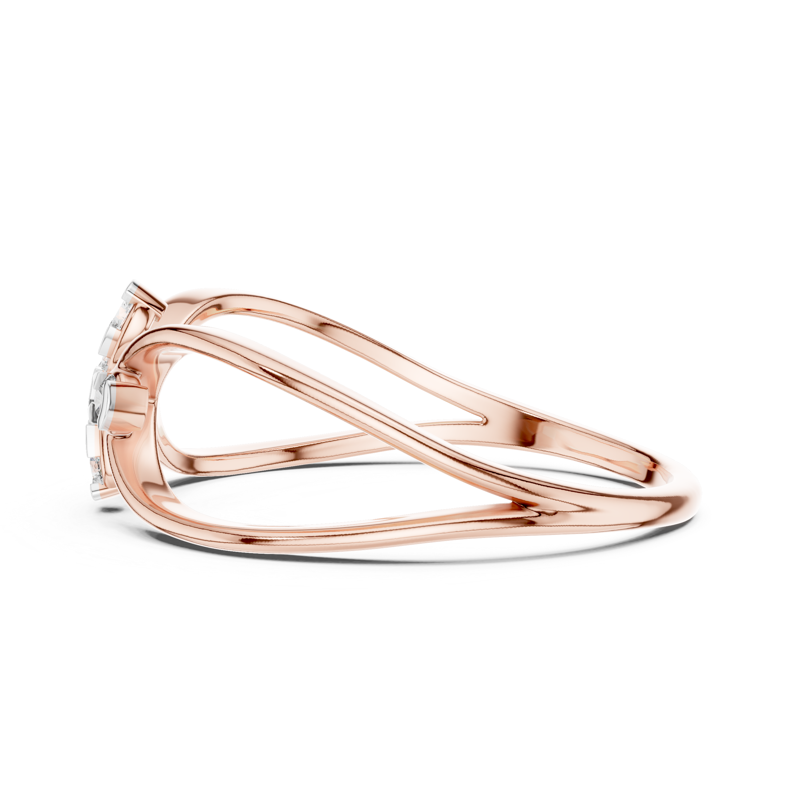 Round Cut Diamond Infinity Cross Motif Ring