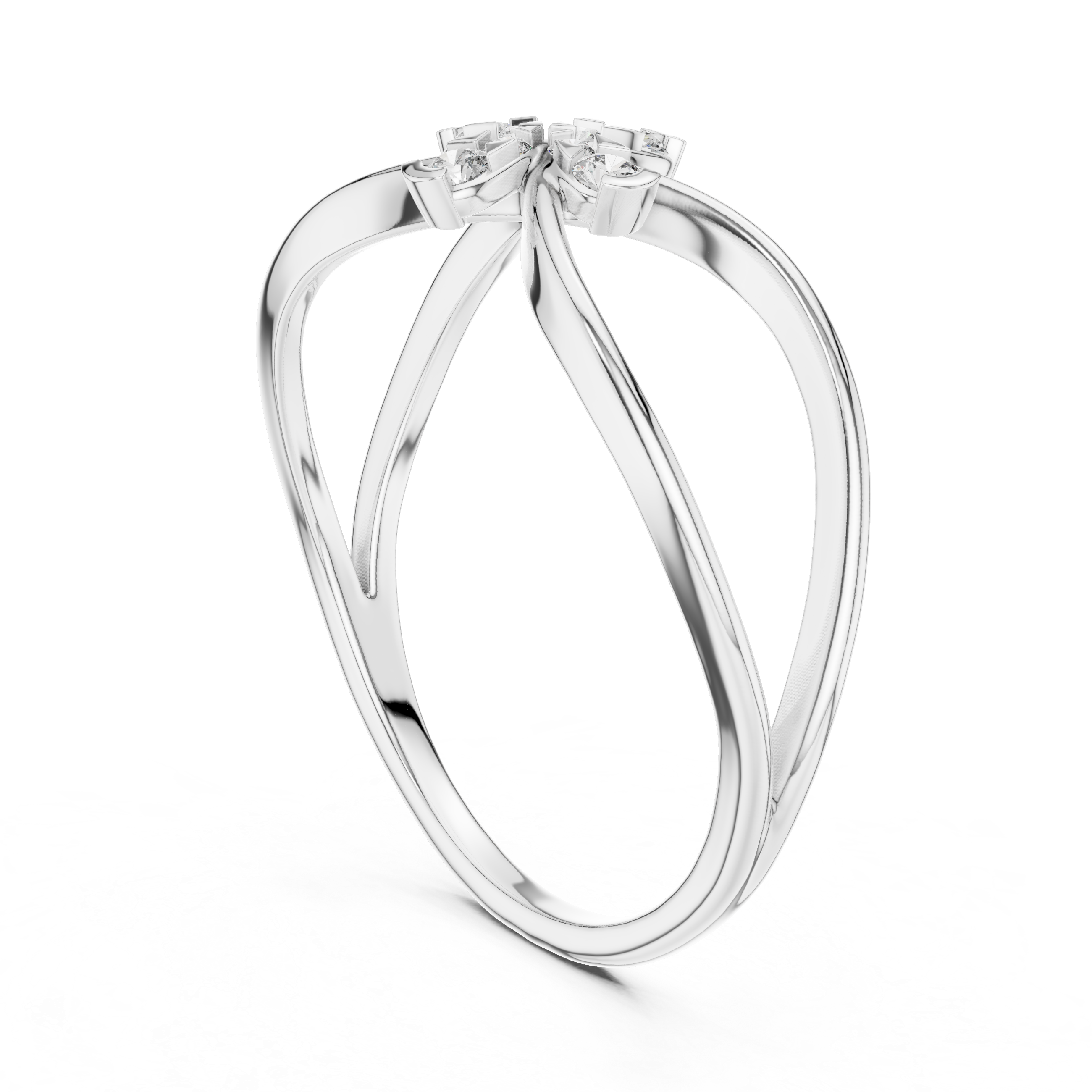 Round Cut Diamond Infinity Cross Motif Ring