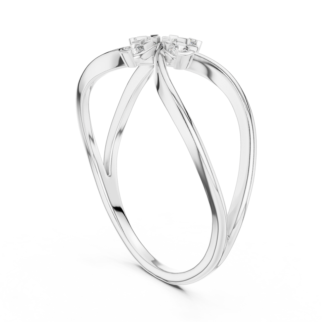 Round Cut Diamond Infinity Cross Motif Ring