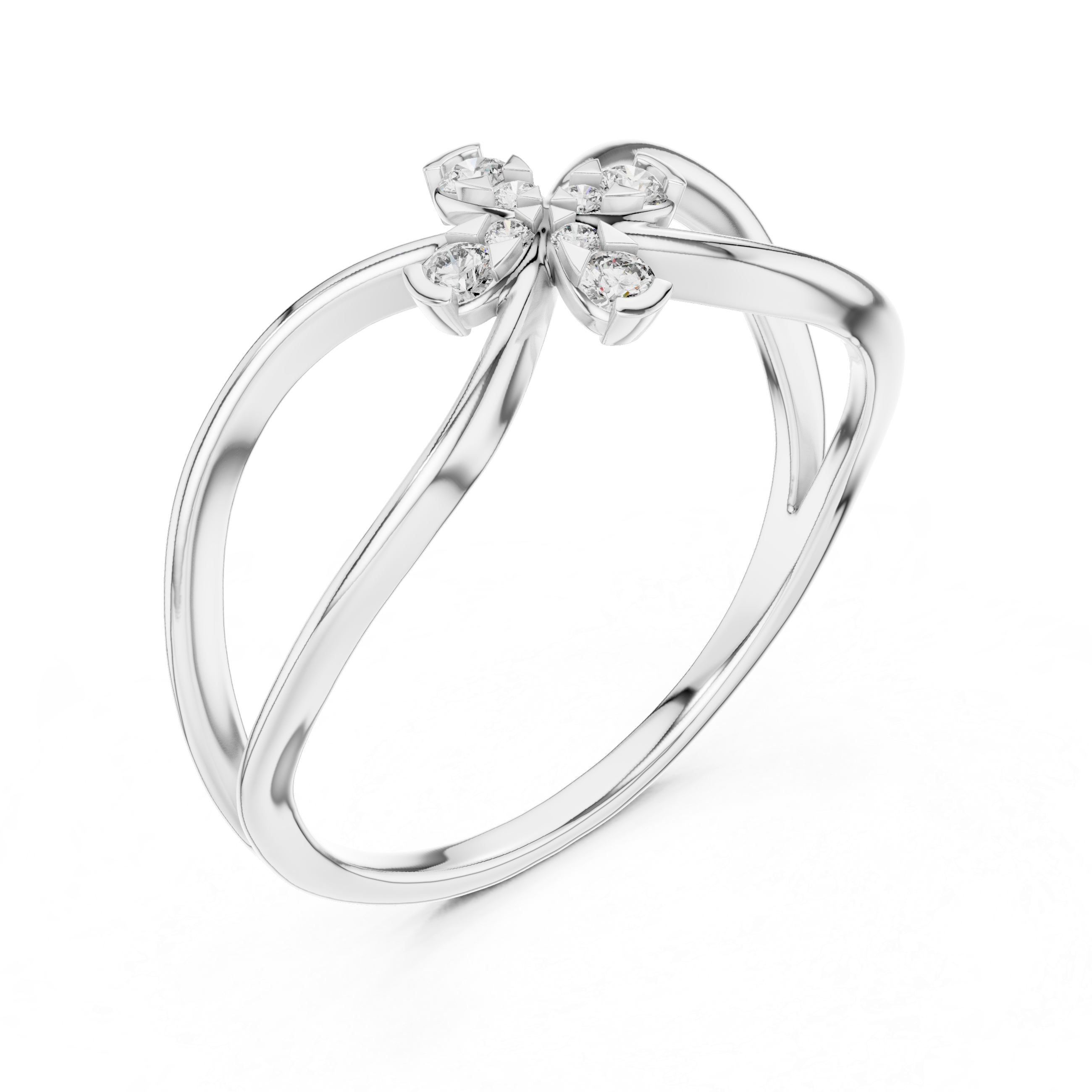 Round Cut Diamond Infinity Cross Motif Ring