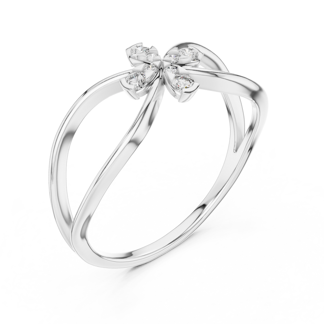 Round Cut Diamond Infinity Cross Motif Ring