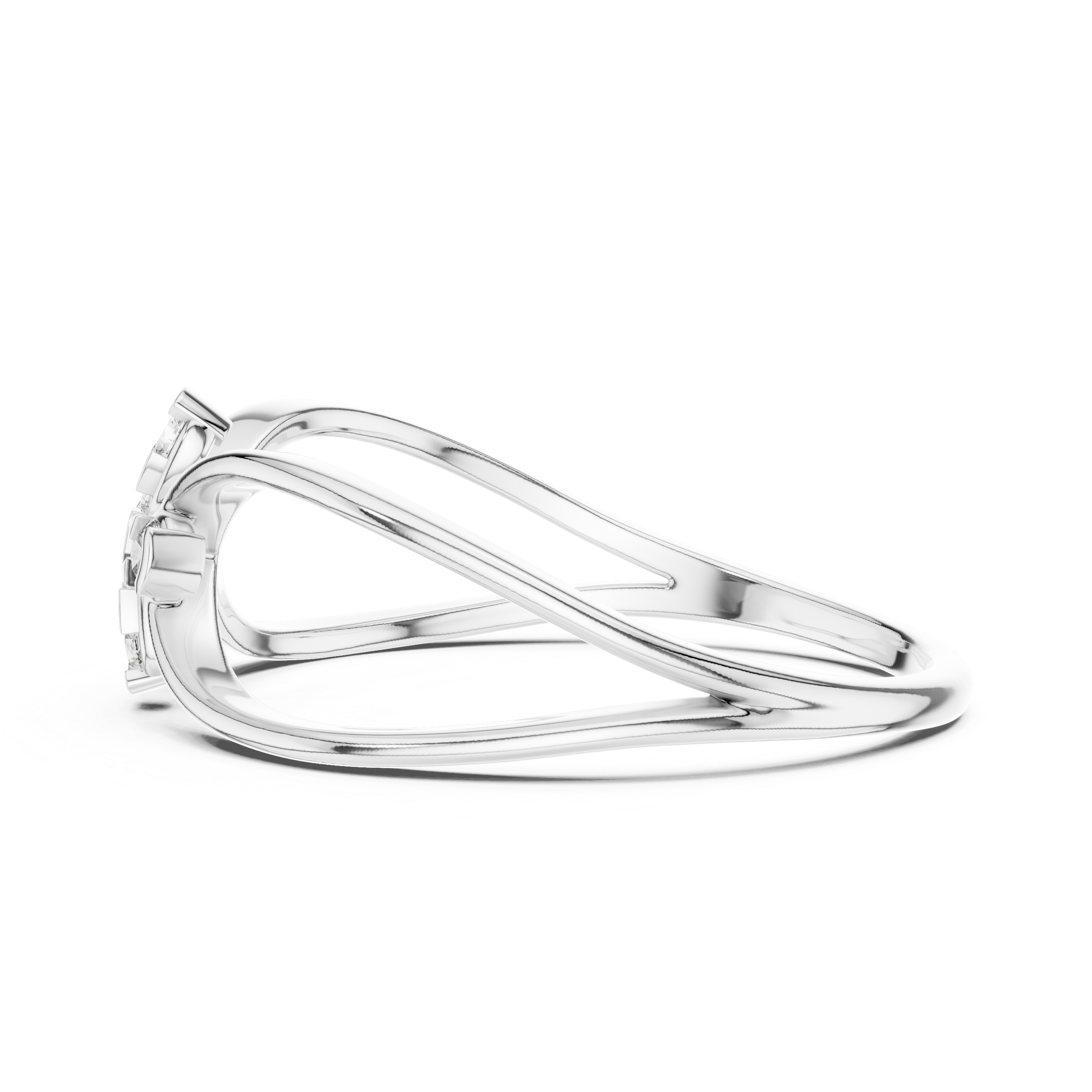 Round Cut Diamond Infinity Cross Motif Ring