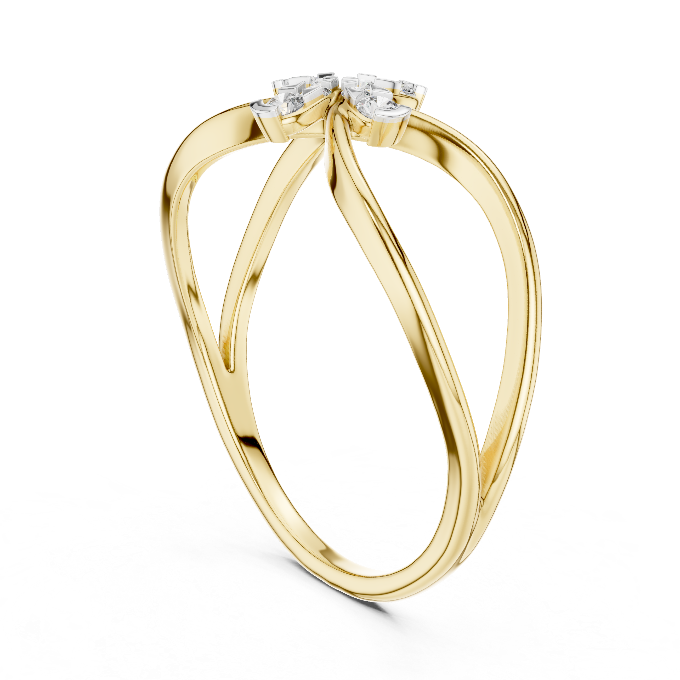 Round Cut Diamond Infinity Cross Motif Ring