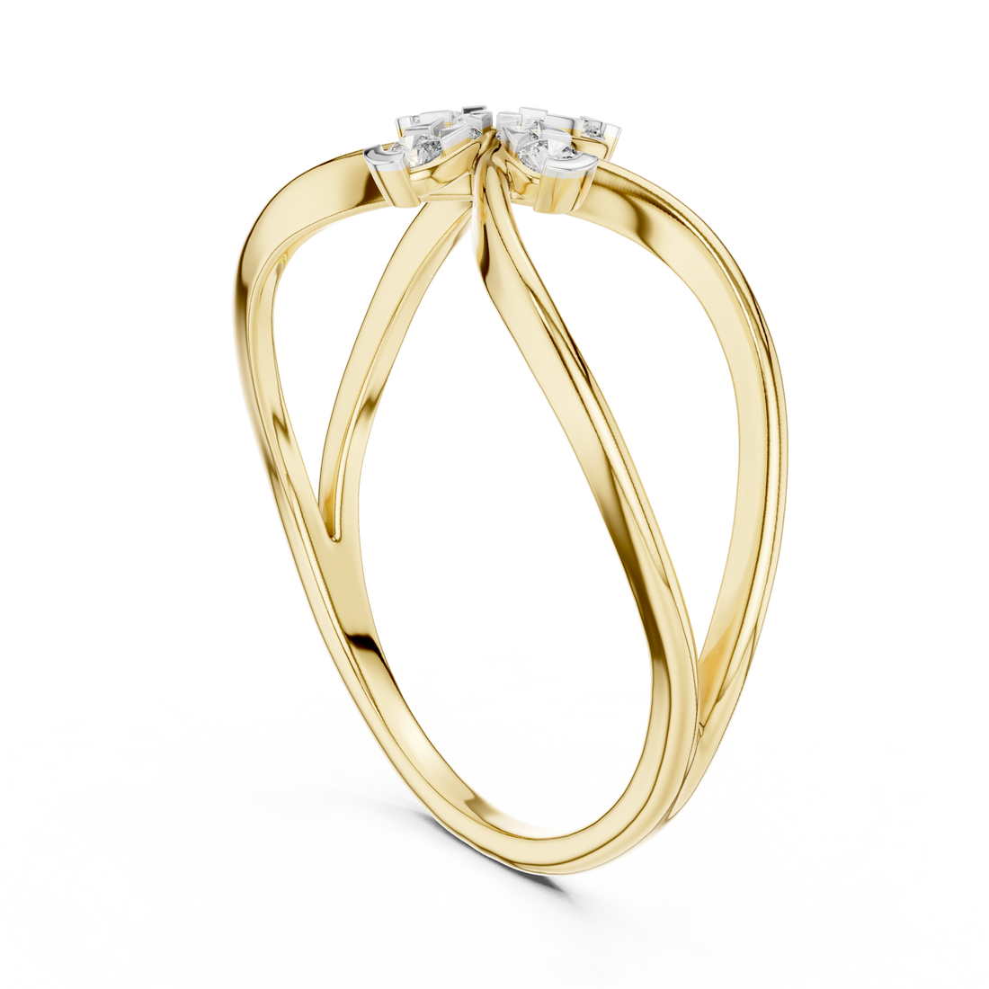 Round Cut Diamond Infinity Cross Motif Ring