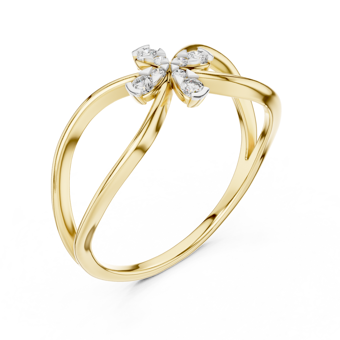 Round Cut Diamond Infinity Cross Motif Ring