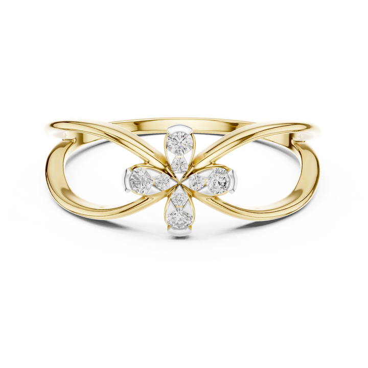 Round Cut Diamond Infinity Cross Motif Ring