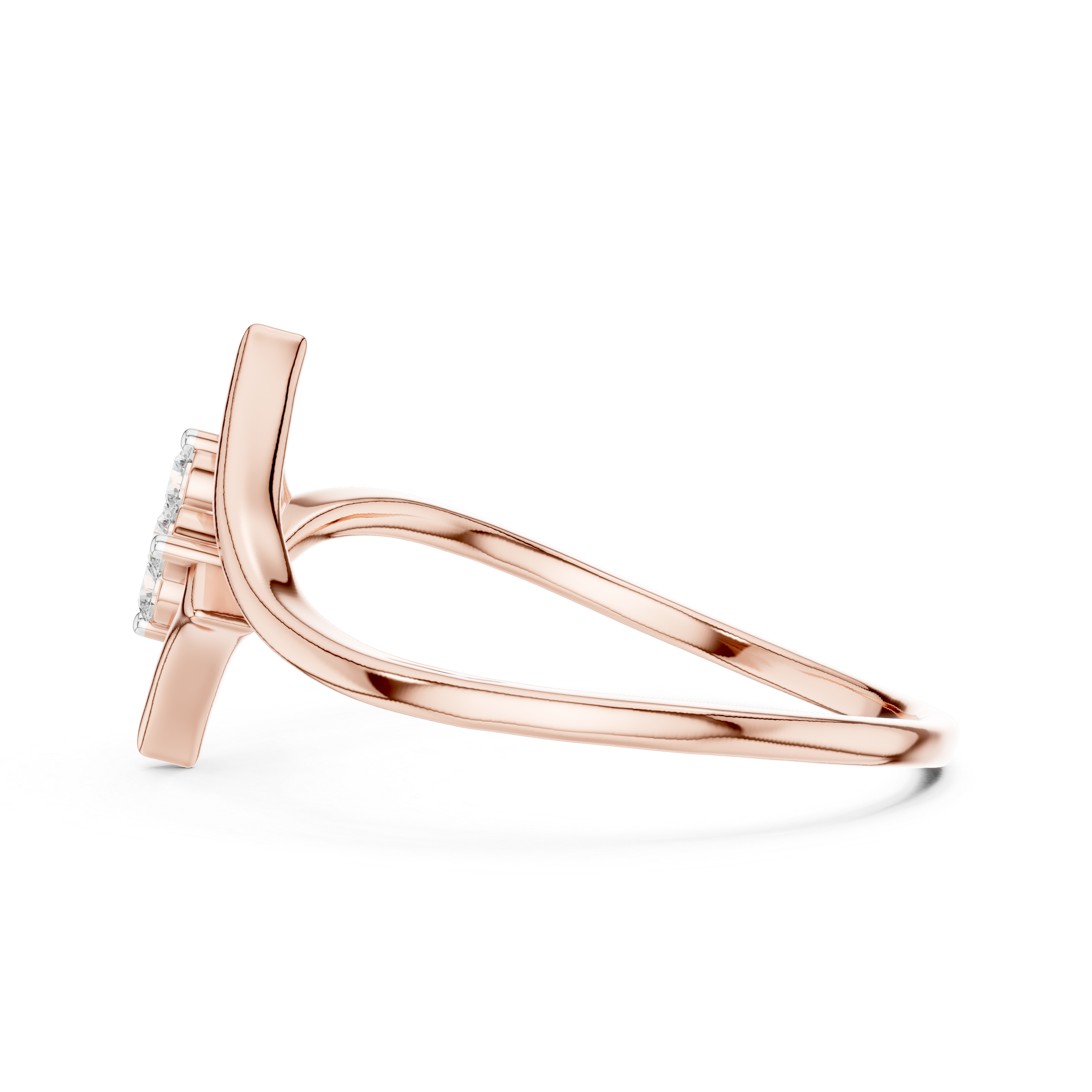 Round Cut Diamond Geometric Twist Cluster Ring