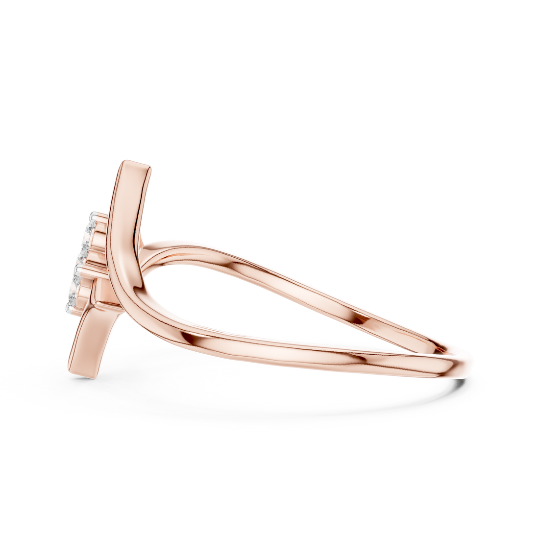 Round Cut Diamond Geometric Twist Cluster Ring