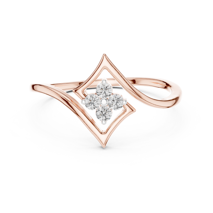 Round Cut Diamond Geometric Twist Cluster Ring