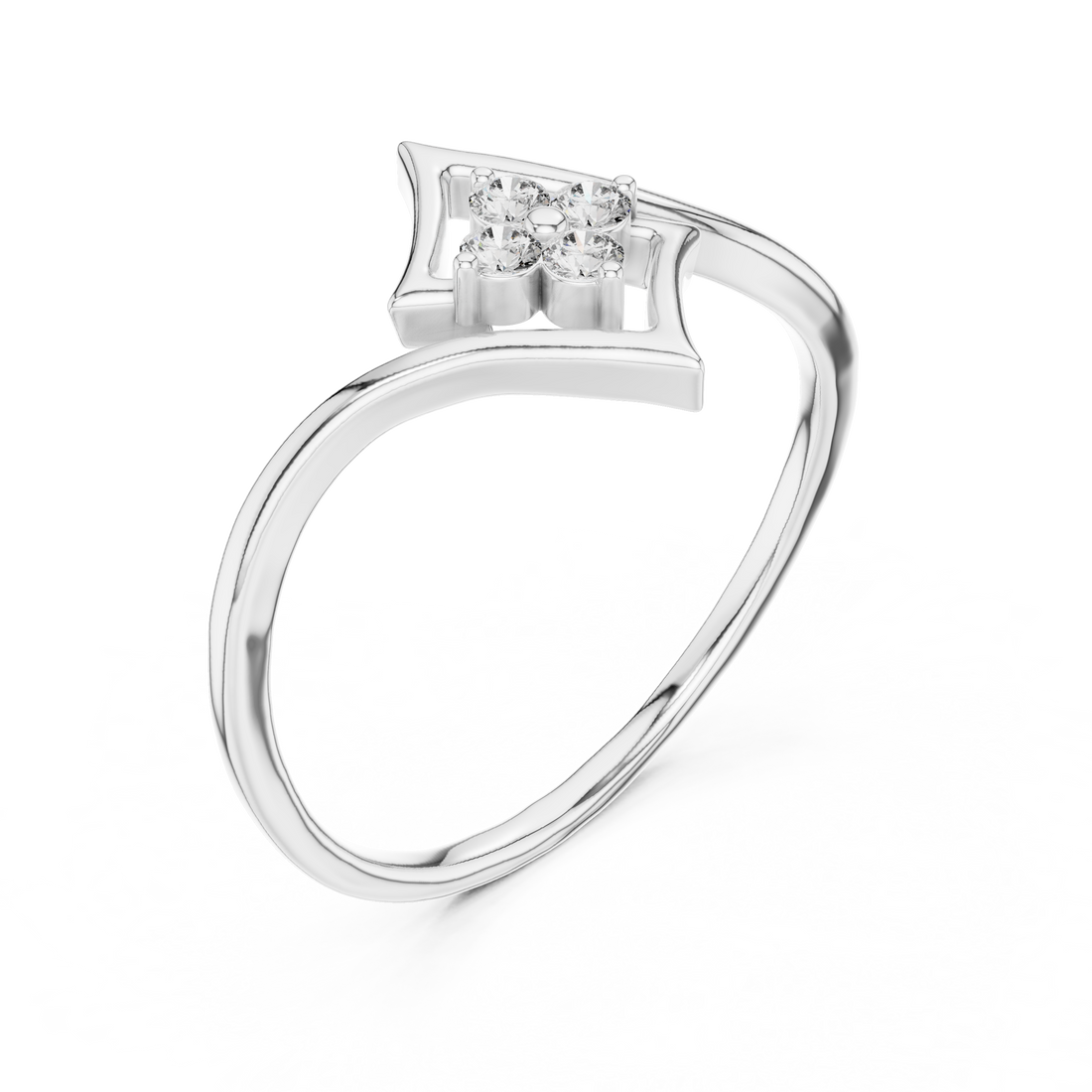 Round Cut Diamond Geometric Twist Cluster Ring