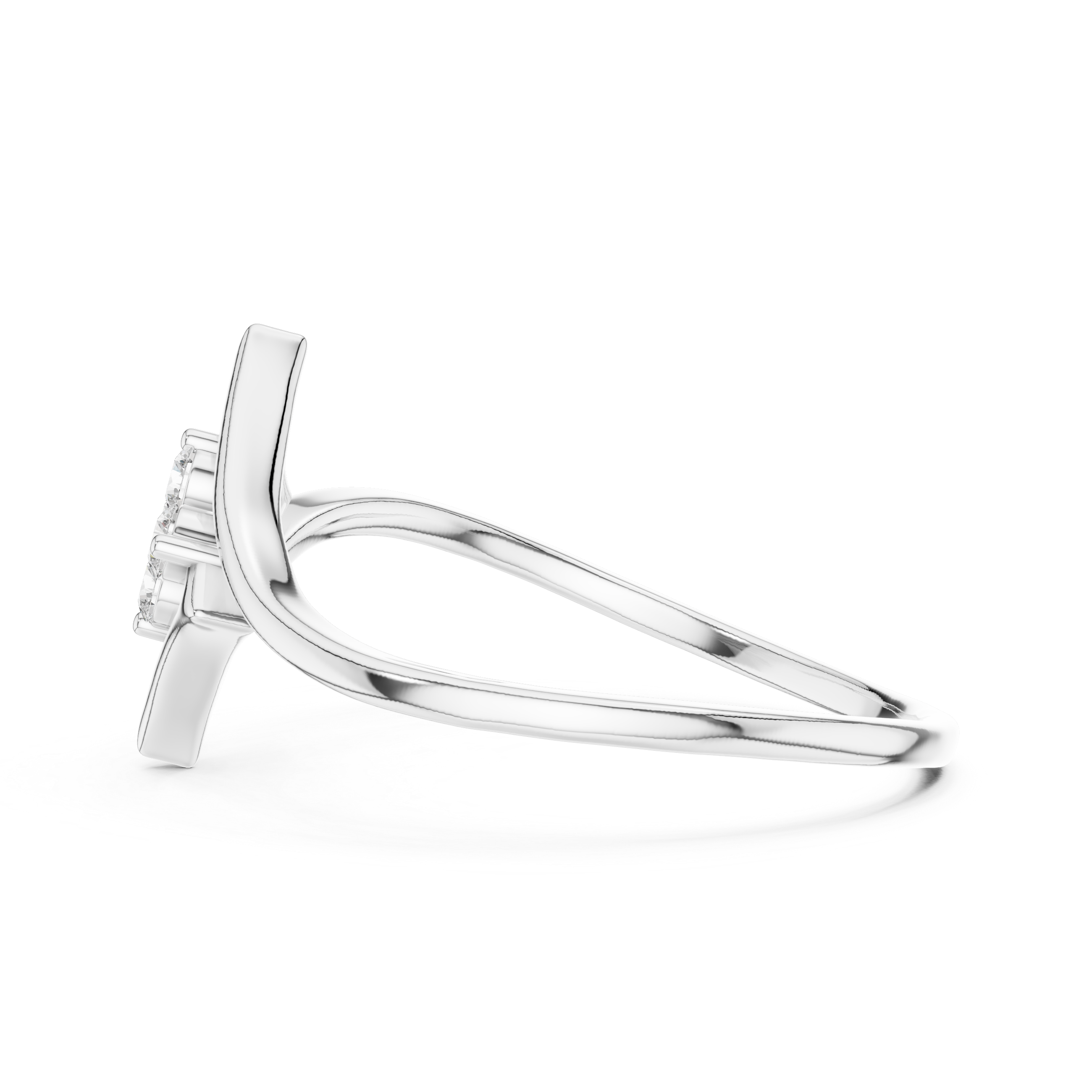 Round Cut Diamond Geometric Twist Cluster Ring