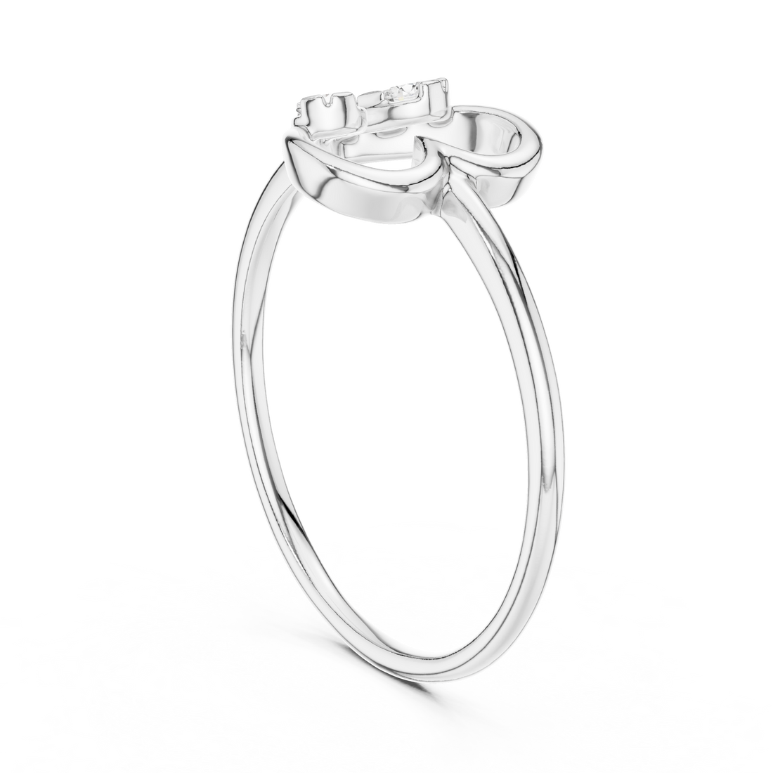 Round Cut Diamond Open Heart Three Stone Twist Ring